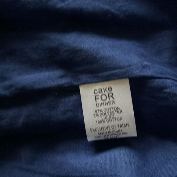 Cake FOR Dinner Caraway Mini Dress Colbalt Stripe Ruffle Puff Sleeve Size XXS - Picture 7 of 7